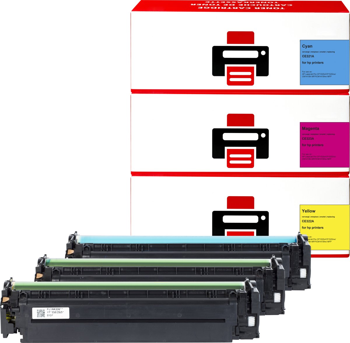 HP 128A (CF371AM) toner |Cyaan|Magenta|Geel| - Pixeljet